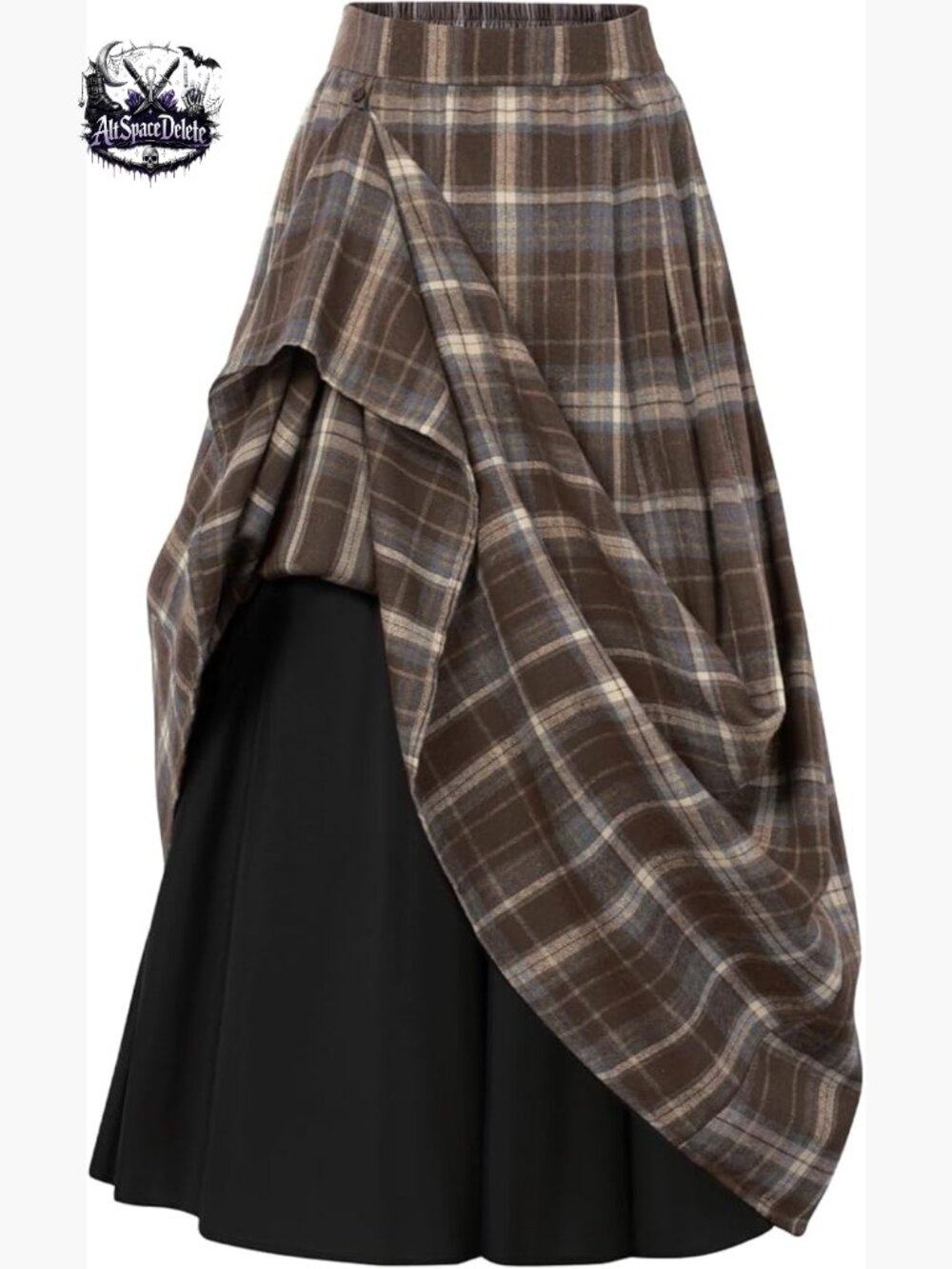 High Waist Maxi Skirt with Pockets, Elastic Waist, Two-Way Wearing